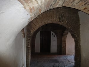 Winding alleyways of the Juderia, Seville.