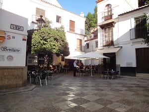 Pretty plazas and streets, old town Seville.