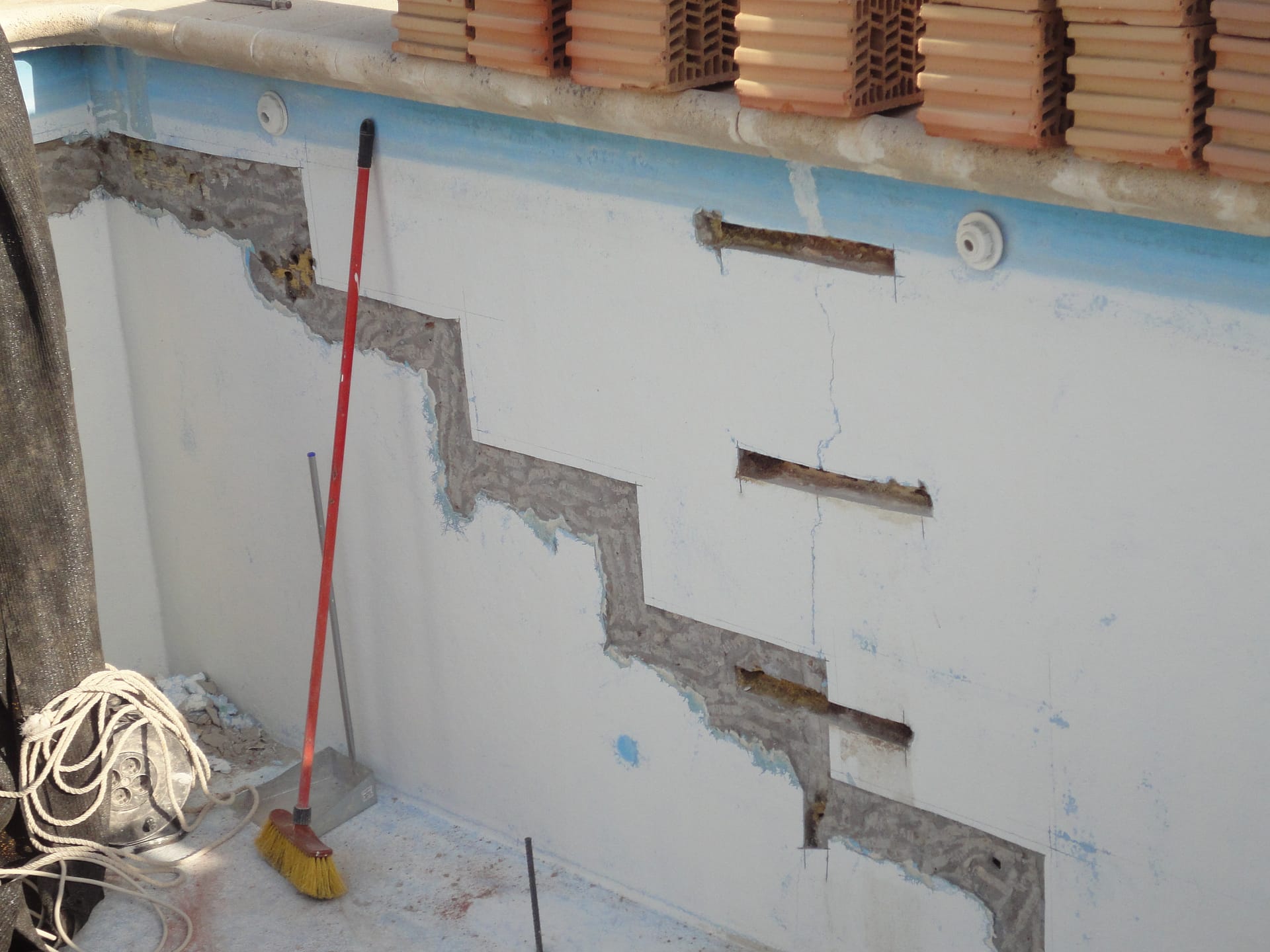 Getting ready for pool steps.