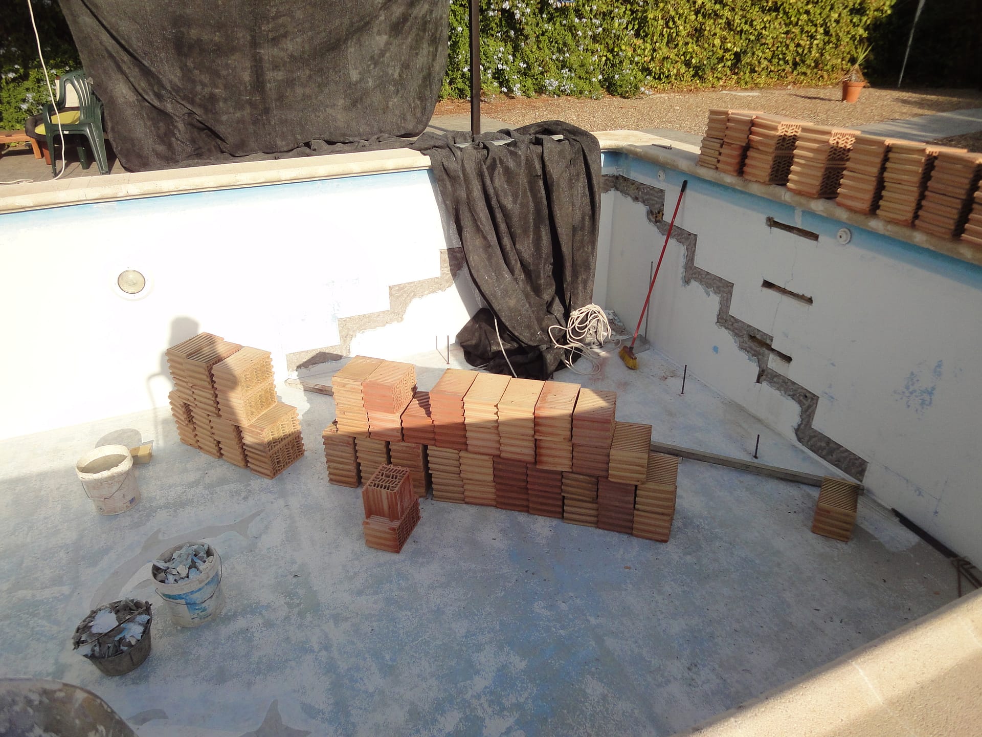Bricks for pool steps.