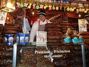 Happy bread seller.